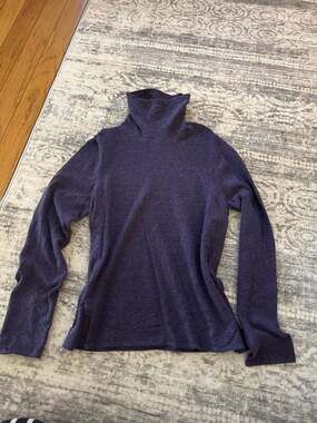 Eileen Fisher Merino Wool Blend Turtleneck Sweater in Purple Heather